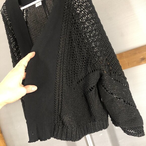 Crea Concept Black Macrame Crochet Knit Cardigan Sz 42 EU‎ - Picture 7 of 14